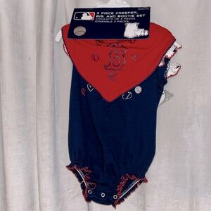 MLB Red Sox 3 piece creeper (onesie), bib & bootie set 3/6 month